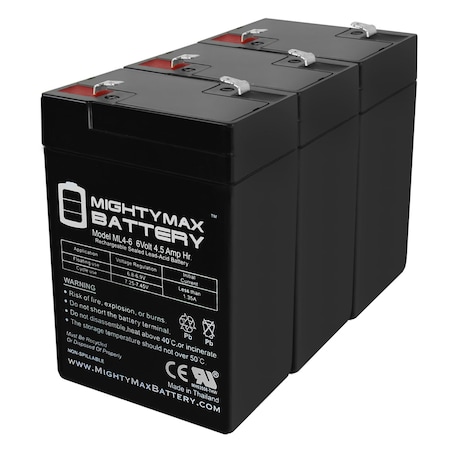 6V 4.5AH SLA Battery Replacement For North Supply 782374 - 3 Pack